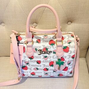 Juicy Couture Strawberry Print Satchel with Pink Handles
